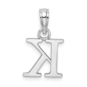 Rhodium Over 14k White Gold Polished Block Letter K Initial Pendant