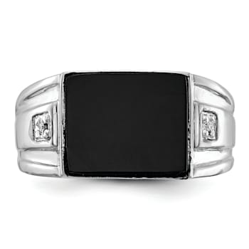 Rhodium Over 10K White Gold AA Diamond men's ring