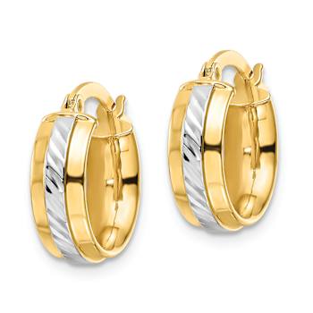 14k Two-tone Diamond-Cut 5/8" Hoop Earrings