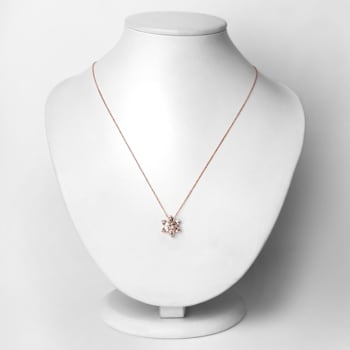 Peach Morganite 10K Rose Gold Floral Cluster Necklace For Friend  0.99ctw