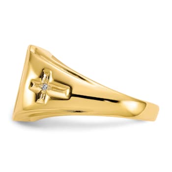10K Yellow Gold Onyx and 0.01ct Diamond Men's Cross Ring