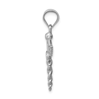 Rhodium Over 14k White Gold Polished and Textured 3D Medical Pendant