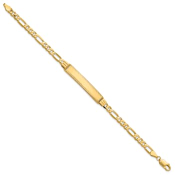 14k Yellow Gold Diamond-Cut Figaro Link ID Bracelet
