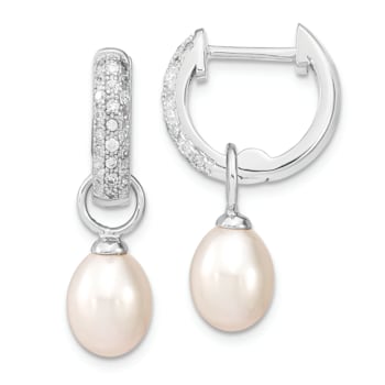 Rhodium Over Sterling Silver 7-8mm White/Black FWC Pearl Cubic Zirconia
Changeable Earring