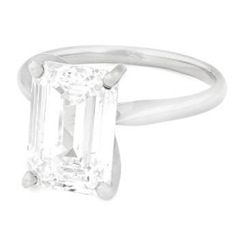 Lab-Grown Diamond Emerald-Cut Solitaire Ring In 14K White Gold 4.00ct