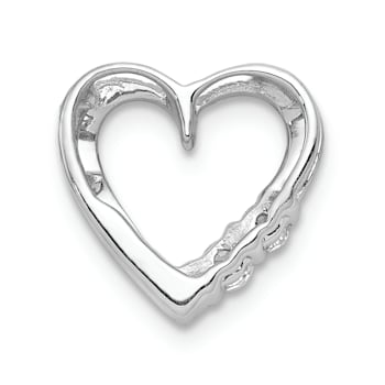 Rhodium Over 14k White Gold Diamond Heart Chain Slide Pendant