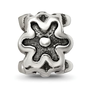 Sterling Silver Antiqued Flower Bead