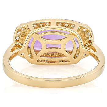 Amethyst Rectangular Cushion And White Zircon Ring In 18K Gold Over
Sterling Silver 3.49ctw