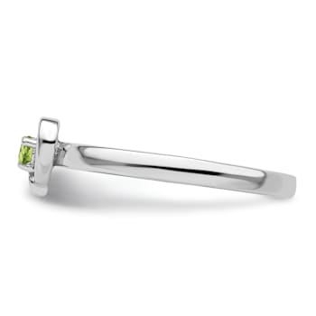 Sterling Silver Stackable Expressions Peridot Heart Ring 0.06ctw