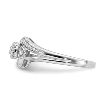 Rhodium Over 10K White Gold Lab Grown Diamond Cluster Engagement Ring 0.201ctw