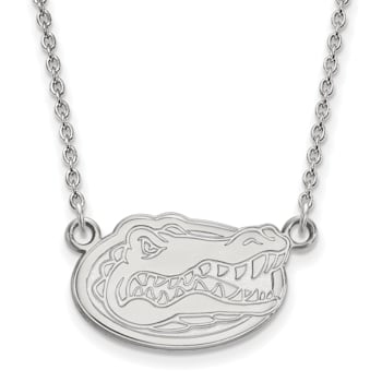 Rhodium Over Sterling Silver LogoArt University of Florida Small Pendant Necklace