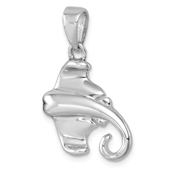 Rhodium Over Sterling Silver Polished Cownose Stingray Pendant