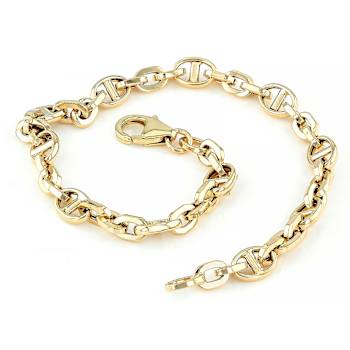 Oval Mariner Link Bracelet In Solid 14K Yellow Gold 5.3mm