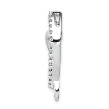 Rhodium Over 14k White Gold Diamond Heart Chain Slide