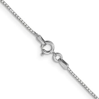 Rhodium Over 14k White Gold 0.9mm Solid Box 16 Inch Chain