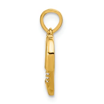 14k Yellow Gold Polished Cubic Zirconia Open Heart with Cross Pendant