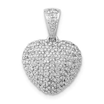 Rhodium Over 14k White Gold Diamond Heart Pendant