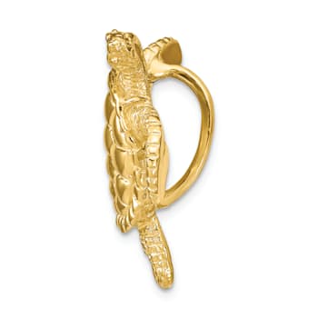 14k Yellow Gold Textured Sea Turtle Slide Pendant