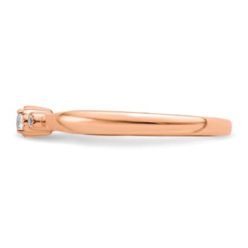 14K Rose Gold Petite Beaded Edge Round Diamond Ring 0.1ctw