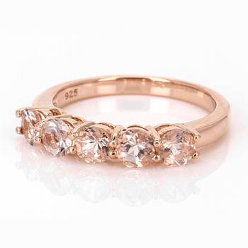 Morganite Band Ring In 18K Rose Gold Over Sterling Silver 0.94ctw