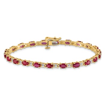 14k Yellow Gold and 14k White Gold Diamond and Ruby Bracelet