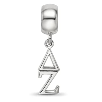 Rhodium Over Sterling Silver LogoArt Delta Zeta Vertical Letters Bead