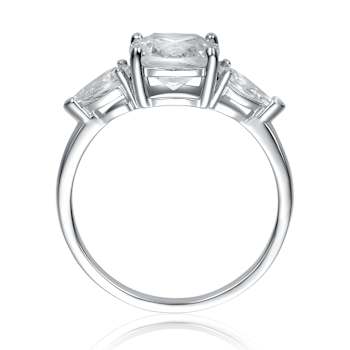 Princess-Cut CZ Three-Stone Engagement-Style Ring In Sterling Silver