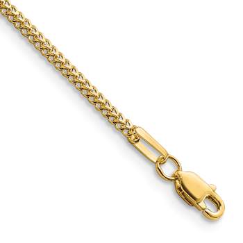 14k Yellow Gold 1.3mm Franco Link Chain Bracelet