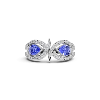 14K White Gold Tanzanite and Diamond Ring 0.67 ctw