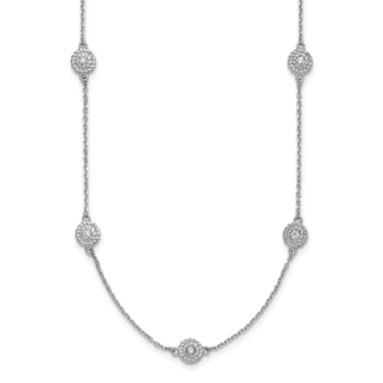 14K White Gold Diamond Circles 16 Inch with 2 Inch Extension Necklace