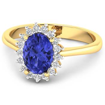 1.63ctw Violet Tanzanite and Diamond 14K Yellow Gold Halo Ring