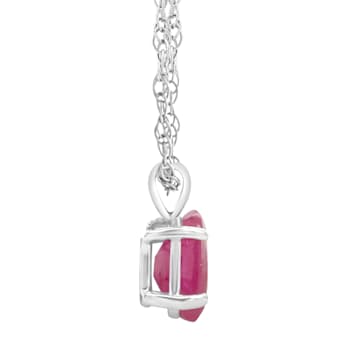 7x5mm Oval Ruby 14k White Gold Pendant With Chain