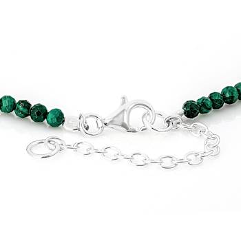 Malachite Beaded Station Necklace In Sterling Silver