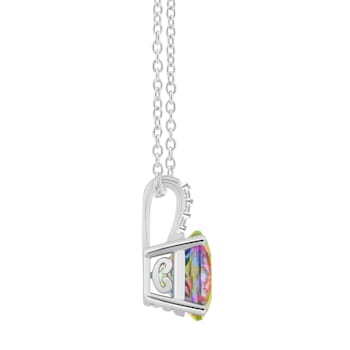 8mm Round Mystic Topaz With Diamond Accents Rhodium Over Sterling Silver
Pendant with Chain