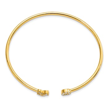14k Yellow Gold Diamond X and O Cuff Bangle