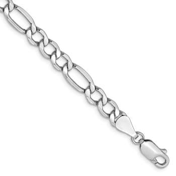 Rhodium Over 14k White Gold 5.75mm Figaro Link 22 Inch Chain