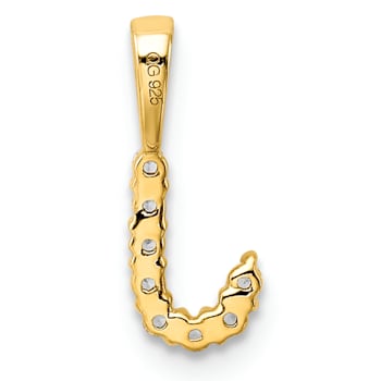 14K Yellow Gold Lab Grown Diamond Letter J Initial Pendant