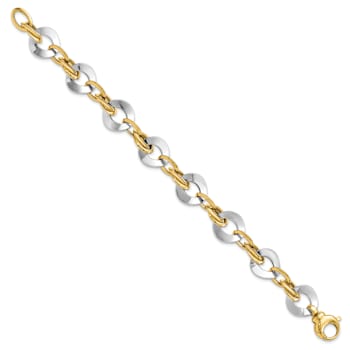 14k Two-tone Gold 14.5mm Polished Fancy Link Bracelet