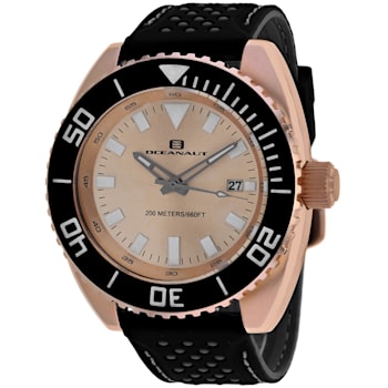 Oceanaut Men's Submersion Rose Dial, Rose Bezel, Black Rubber Strap Watch