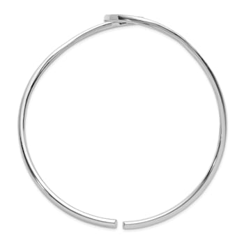 Rhodium Over Sterling Silver Polished Wave Bangle
