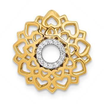 Rhodium Over 14k Yellow Gold Diamond Sahasrara/Crown Chakra Chain Slide Pendant