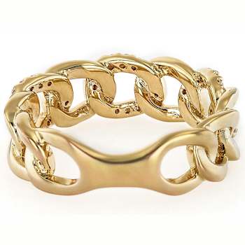 Chain Link Moissanite Band Ring In 14K Gold Over Sterling Silver