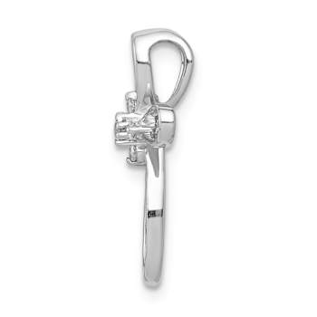 Rhodium Over 10k White Gold Diamond Cross Chain Slide Pendant