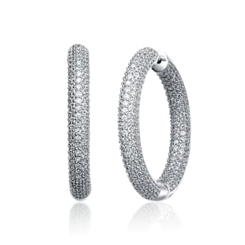 CZ Inside-Out Hoop Earrings In Sterling Silver