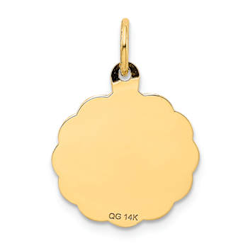 14k Yellow Gold Textured and Diamond-Cut A Date To Remember Disc Pendant