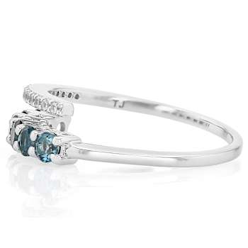 London Blue Topaz And Zircon Bypass Ring In Sterling Silver