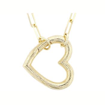 Heart Paperclip Pendant Necklace In 18K Gold Over Sterling Silver 2.3mm
18 Inch