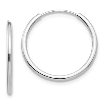 Rhodium Over 14K White Gold Endless Hoop 3 Pair Earring Set