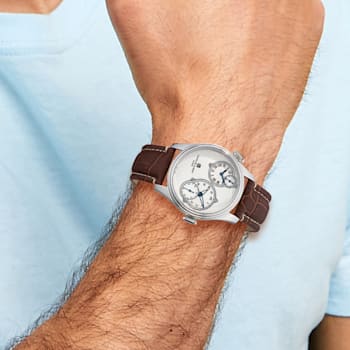 Charles Hubert Men's Stainless Steel Silver Dial Dual Time Watch