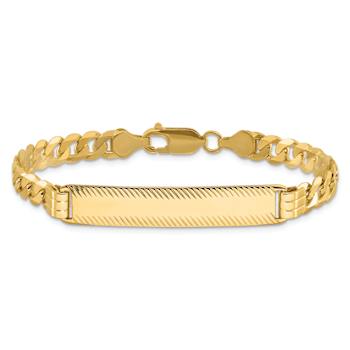 14k Yellow Gold Diamond-Cut Curb Link ID Bracelet